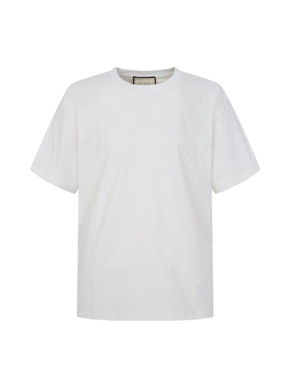 Gucci White Subtle Pattern Crew Neck Short Sleeve Casual T‑Shirt
